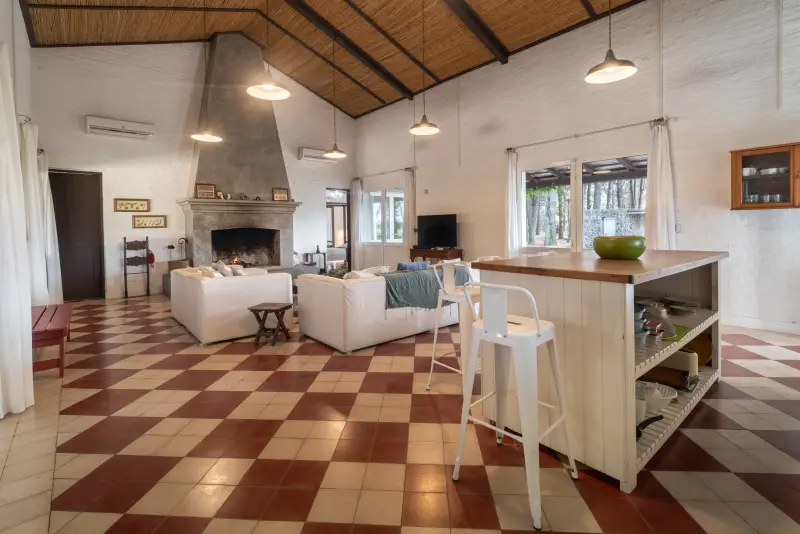 Living comedor con chimenea
